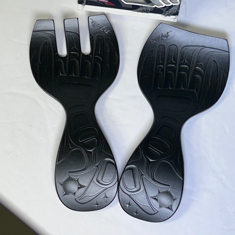 Boma Canada Bill Helin Raven Steals Sun Recycled Glass Salad Servers Set Black